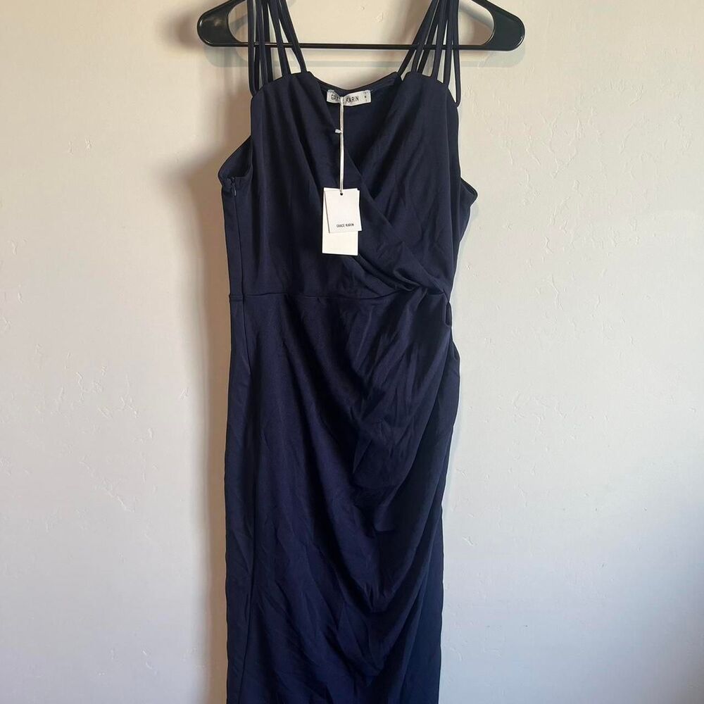 NWT Grace Karin Medium Navy blue strappy dress